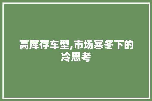 高库存车型,市场寒冬下的冷思考
