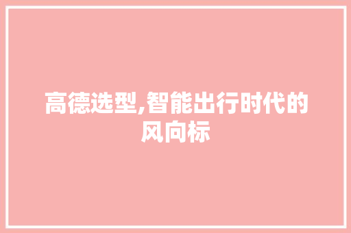 高德选型,智能出行时代的风向标