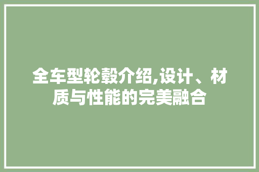 全车型轮毂介绍,设计、材质与性能的完美融合