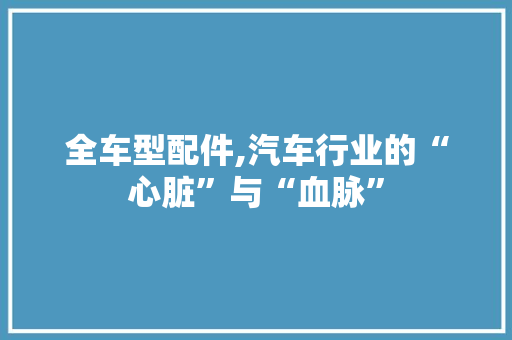 全车型配件,汽车行业的“心脏”与“血脉” 底盘配件