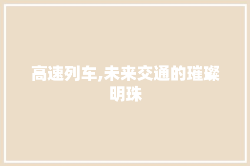 高速列车,未来交通的璀璨明珠
