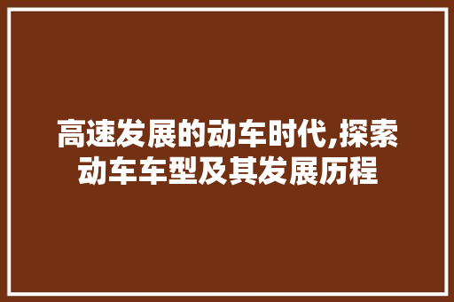 高速发展的动车时代,探索动车车型及其发展历程