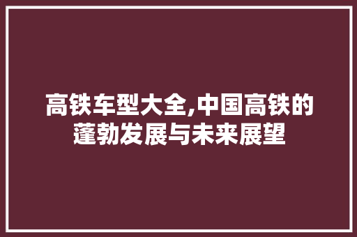高铁车型大全,中国高铁的蓬勃发展与未来展望 汽车配件