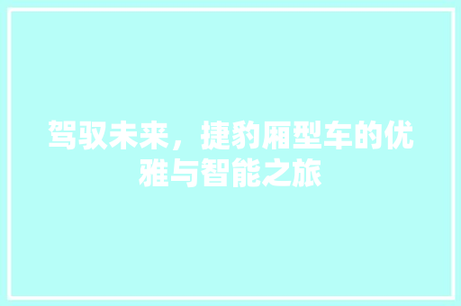 驾驭未来，捷豹厢型车的优雅与智能之旅