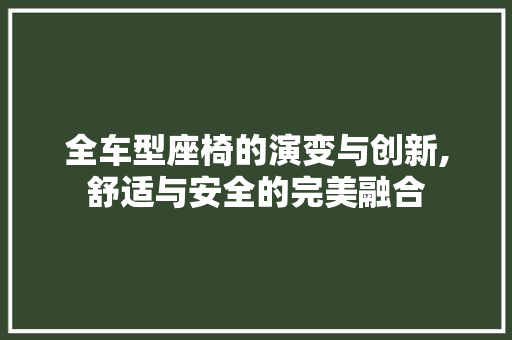 全车型座椅的演变与创新,舒适与安全的完美融合