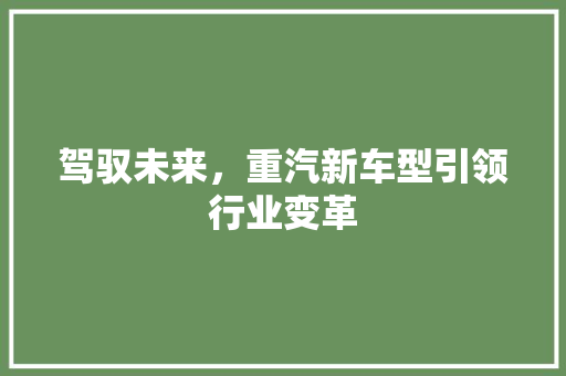 驾驭未来，重汽新车型引领行业变革