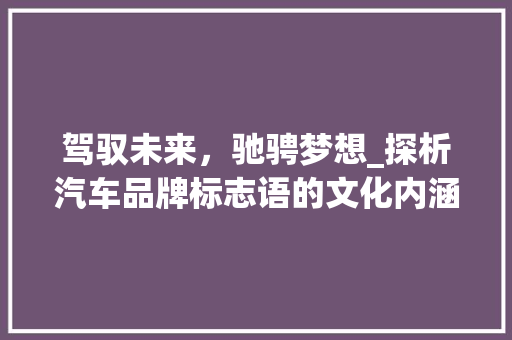 驾驭未来，驰骋梦想_探析汽车品牌标志语的文化内涵与品牌价值
