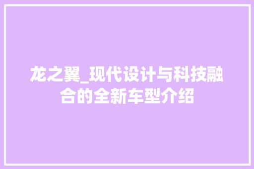 龙之翼_现代设计与科技融合的全新车型介绍 车灯配件