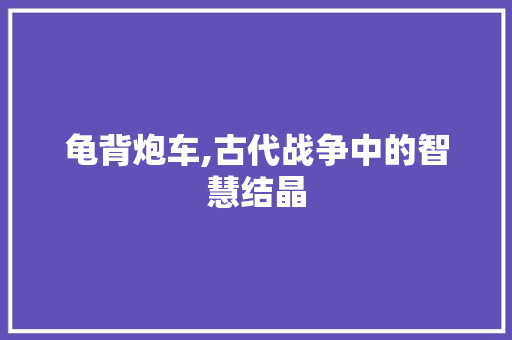 龟背炮车,古代战争中的智慧结晶