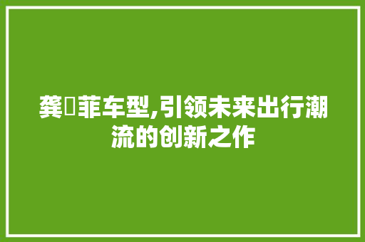 龚玥菲车型,引领未来出行潮流的创新之作 车灯配件