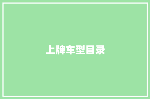 上牌车型目录
