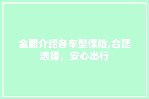 全面介绍各车型保险,合理选择，安心出行