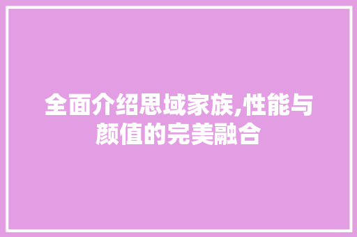 全面介绍思域家族,性能与颜值的完美融合