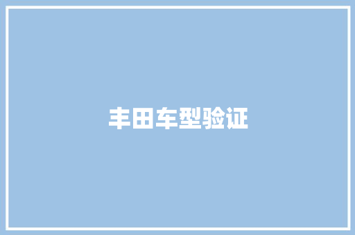 丰田车型验证