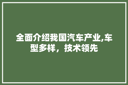 全面介绍我国汽车产业,车型多样，技术领先
