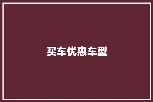买车优惠车型