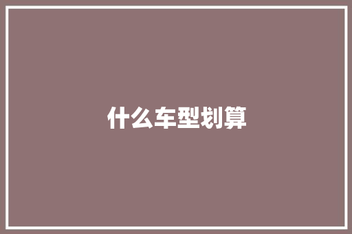 什么车型划算
