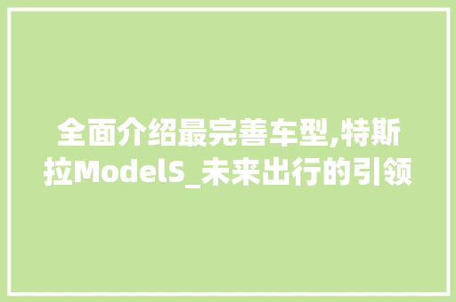 全面介绍最完善车型,特斯拉ModelS_未来出行的引领者