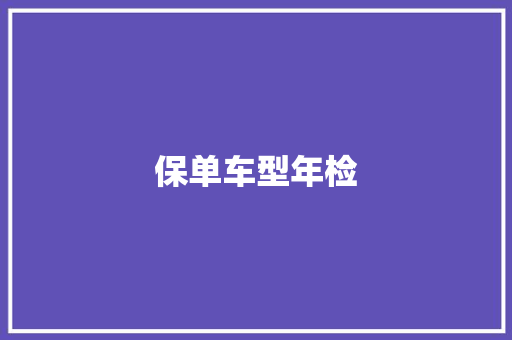 保单车型年检