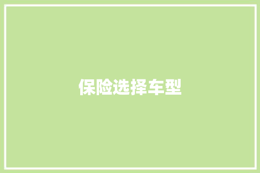 保险选择车型