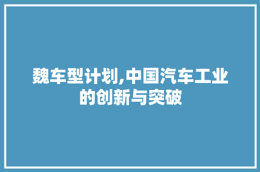 魏车型计划,中国汽车工业的创新与突破
