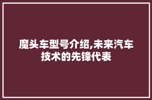 魔头车型号介绍,未来汽车技术的先锋代表