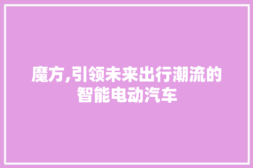 魔方,引领未来出行潮流的智能电动汽车