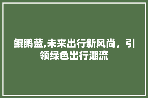 鲲鹏蓝,未来出行新风尚，引领绿色出行潮流