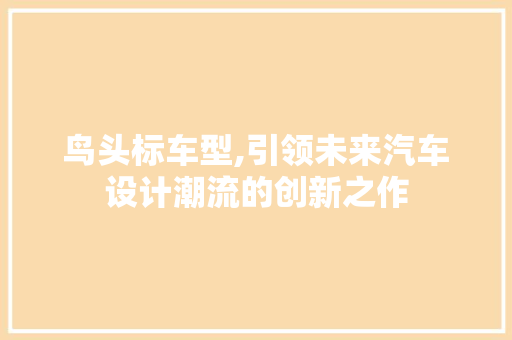 鸟头标车型,引领未来汽车设计潮流的创新之作