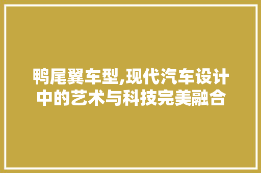鸭尾翼车型,现代汽车设计中的艺术与科技完美融合