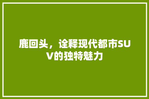 鹿回头，诠释现代都市SUV的独特魅力