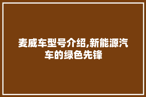 麦威车型号介绍,新能源汽车的绿色先锋