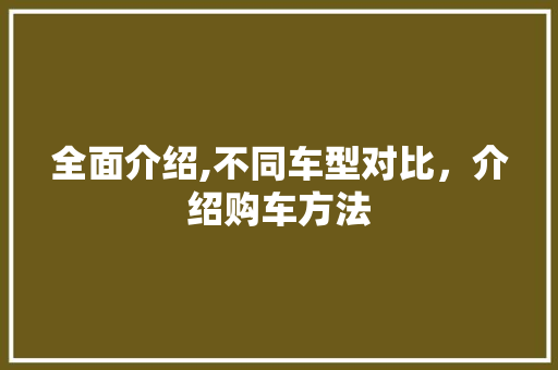 全面介绍,不同车型对比，介绍购车方法