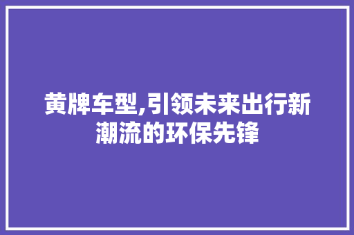 黄牌车型,引领未来出行新潮流的环保先锋