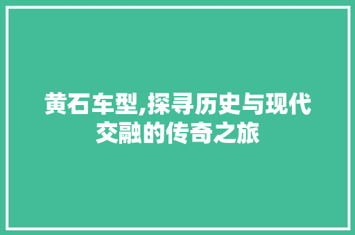 黄石车型,探寻历史与现代交融的传奇之旅