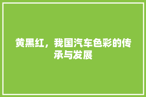黄黑红，我国汽车色彩的传承与发展