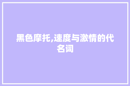 黑色摩托,速度与激情的代名词