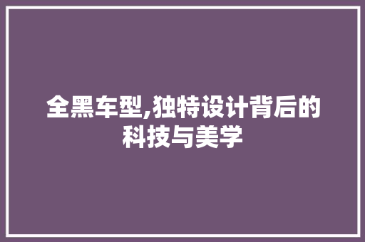 全黑车型,独特设计背后的科技与美学