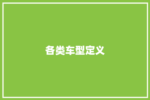 各类车型定义