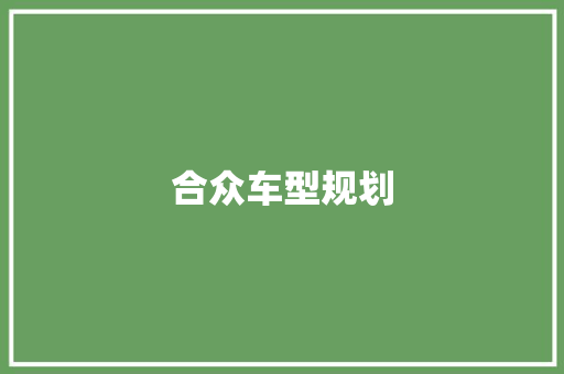 合众车型规划