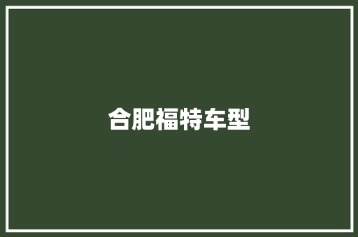合肥福特车型