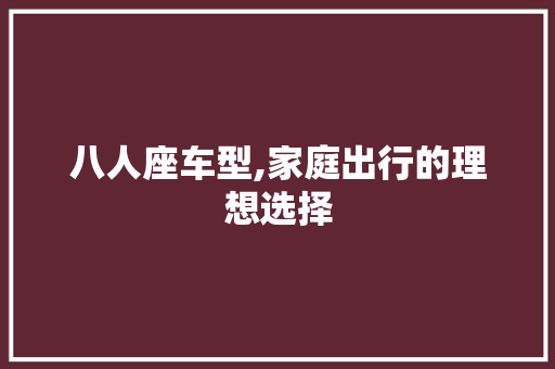 八人座车型,家庭出行的理想选择 汽车配件