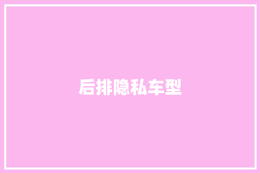 后排隐私车型
