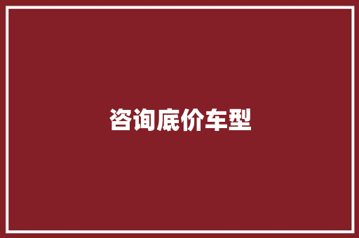 咨询底价车型