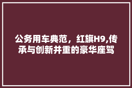 公务用车典范，红旗H9,传承与创新并重的豪华座驾