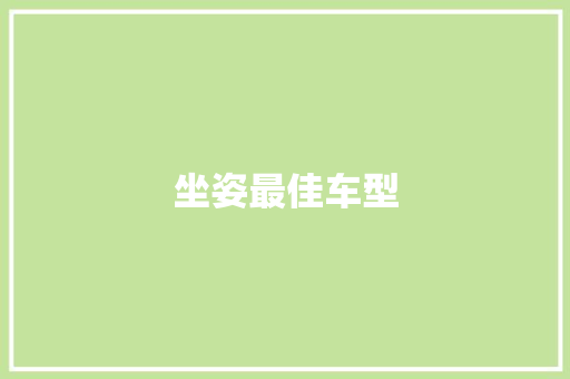 坐姿最佳车型