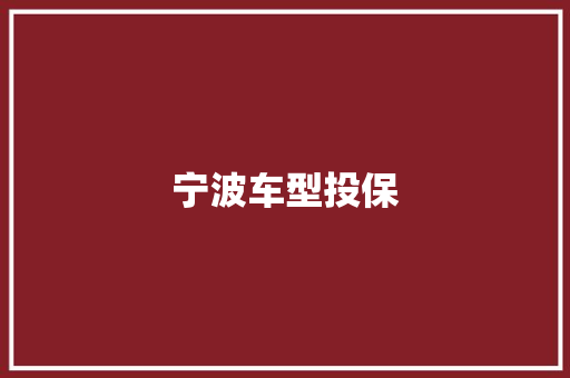 宁波车型投保