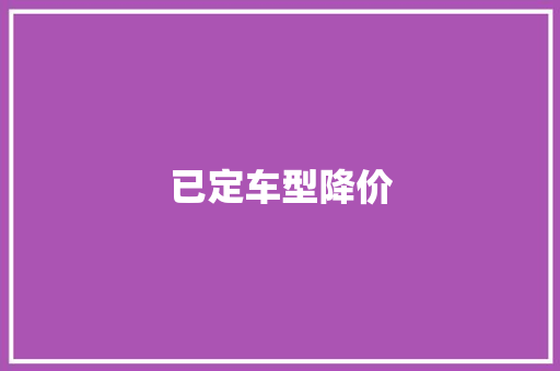 已定车型降价