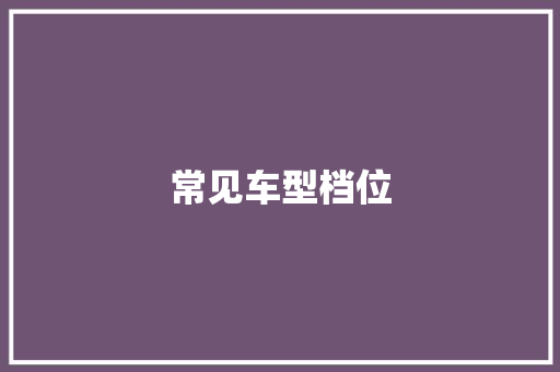 常见车型档位