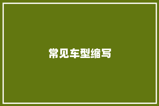 常见车型缩写